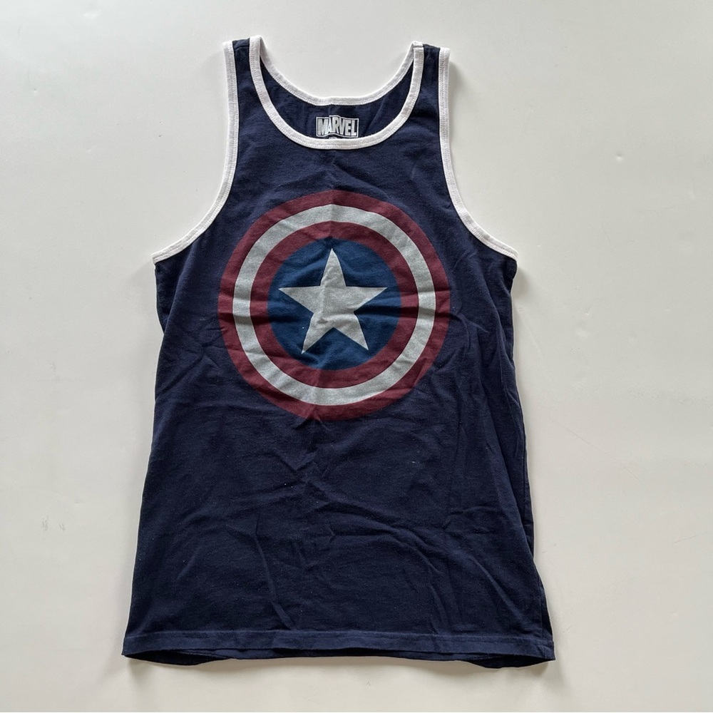 Captain America Logo Tank Top T-shirt - Size XS, Marvel Brand